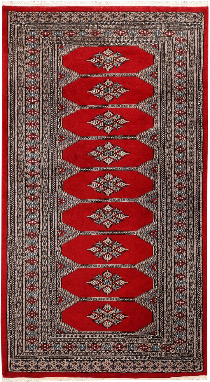 Dark Red Pakistani Jaldar Rug 3' 3" x 5' 10" Hand-Knotted | No. QA33455