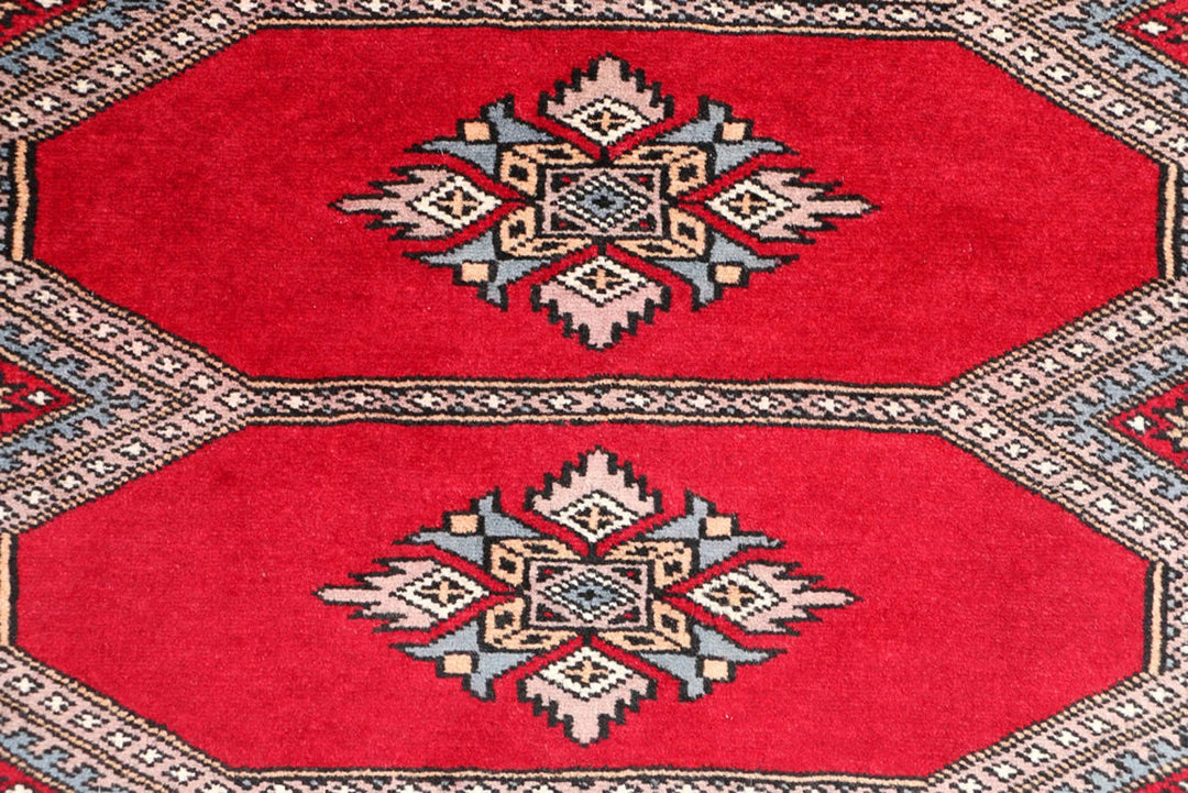 Dark Red Pakistani Jaldar Rug 3' 3" x 5' 10" Hand-Knotted | No. QA33455
