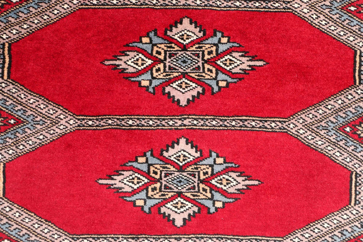 Dark Red Pakistani Jaldar Rug 3' 3" x 5' 10" Hand-Knotted | No. QA33455