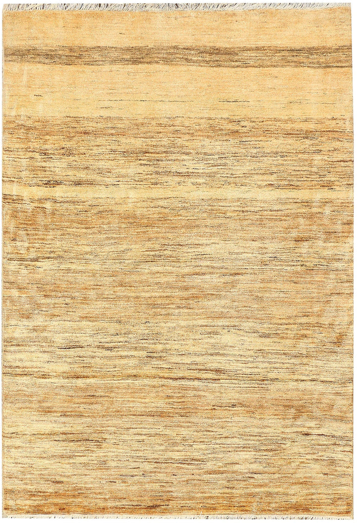 Wheat Pakistani Gabbeh Rug 4' 3" x 6' 1" Hand-Knotted | No. QA33507