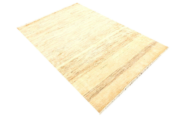Wheat Pakistani Gabbeh Rug 4' 3" x 6' 1" Hand-Knotted | No. QA33507
