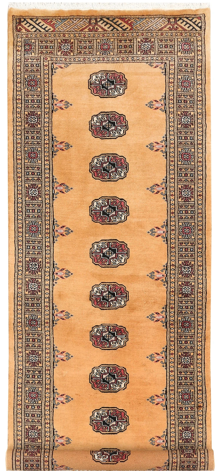 Yellow Pakistani Bokhara Rug 2' 7" x 7' 1" Hand-Knotted | No. QA33522