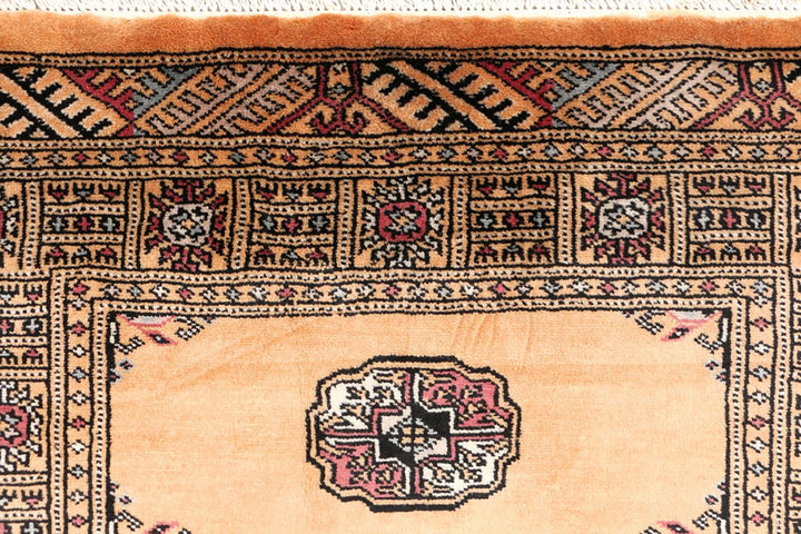 Yellow Pakistani Bokhara Rug 2' 7" x 7' 1" Hand-Knotted | No. QA33522
