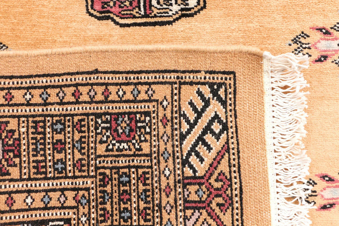 Yellow Pakistani Bokhara Rug 2' 7" x 7' 1" Hand-Knotted | No. QA33522