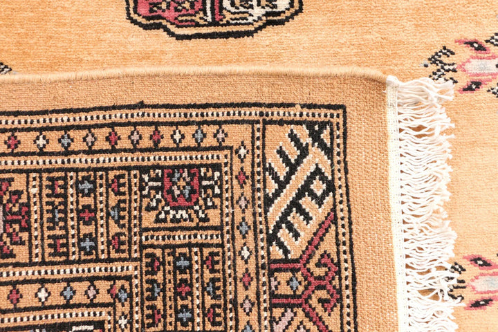 Yellow Pakistani Bokhara Rug 2' 7" x 7' 1" Hand-Knotted | No. QA33522