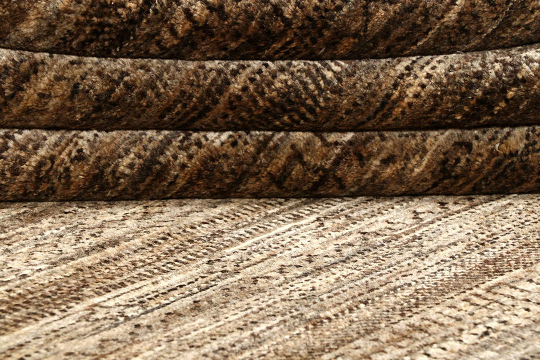 Brown Pakistani Gabbeh Rug 5' 5" x 8' 1" Hand-Knotted | No. QA33533