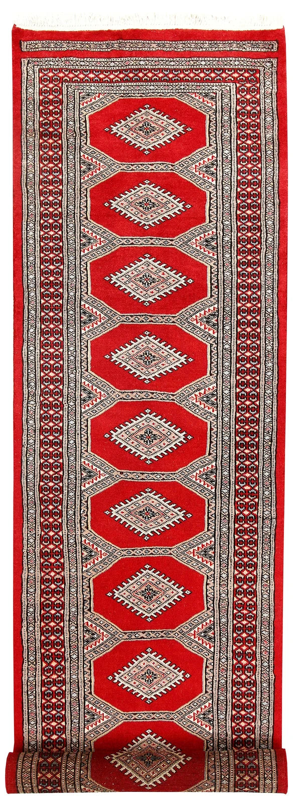 Red Pakistani Jaldar Rug 2' 4" x 9' 2" Hand-Knotted | No. QA33541