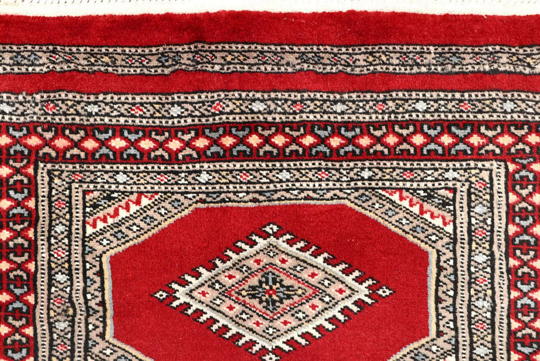 Red Pakistani Jaldar Rug 2' 4" x 9' 2" Hand-Knotted | No. QA33541
