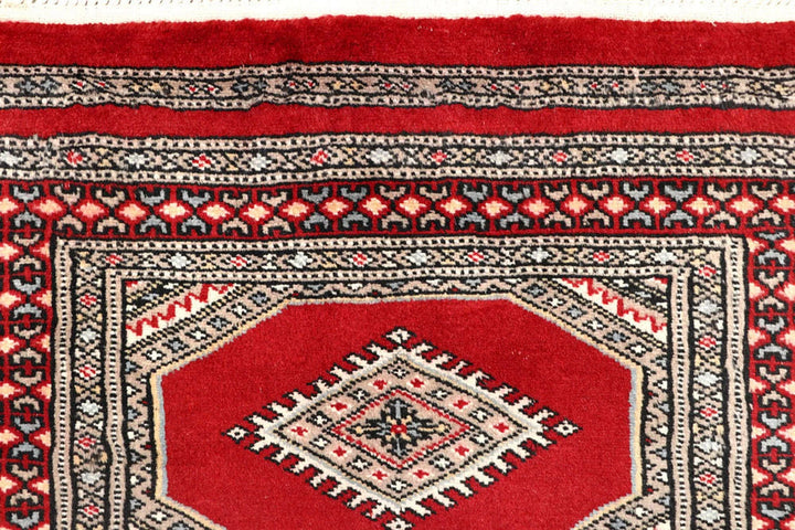 Red Pakistani Jaldar Rug 2' 4" x 9' 2" Hand-Knotted | No. QA33541