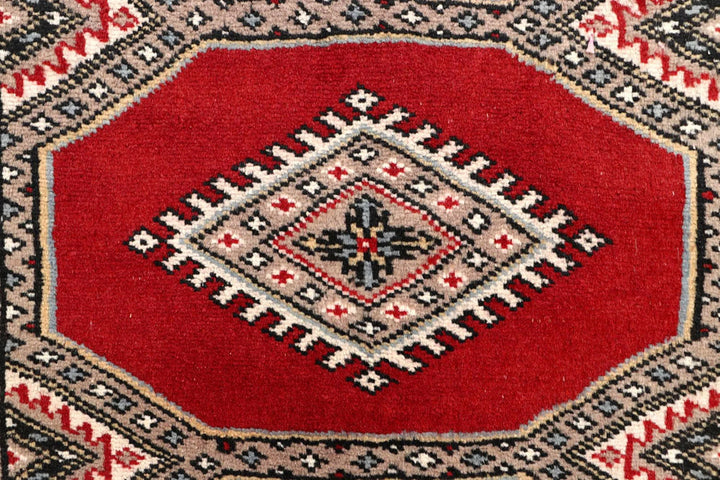 Red Pakistani Jaldar Rug 2' 4" x 9' 2" Hand-Knotted | No. QA33541