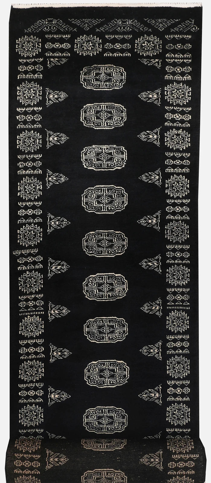 Grey Pakistani Bokhara Rug 2' 5" x 12' 7" Hand-Knotted | No. QA33636
