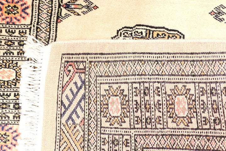 Antique White Pakistani Bokhara Rug 2' 7" x 8' 9" Hand-Knotted | No. QA33716