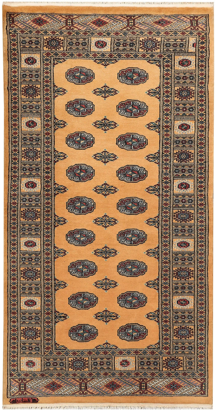 Yellow Pakistani Bokhara Rug 3' 3" x 6' Hand-Knotted | No. QA33801