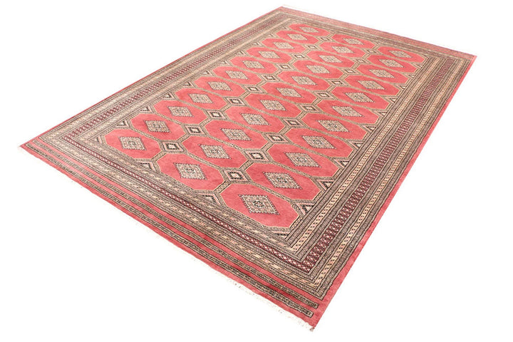 Dark Salmon Pakistani Jaldar Rug 6' 9" x 9' 11" Hand-Knotted | No. QA33975
