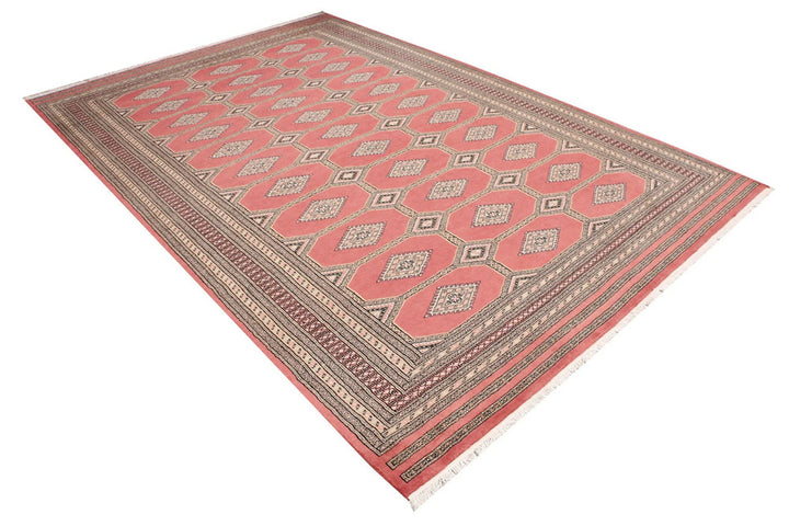 Dark Salmon Pakistani Jaldar Rug 6' 9" x 9' 11" Hand-Knotted | No. QA33975
