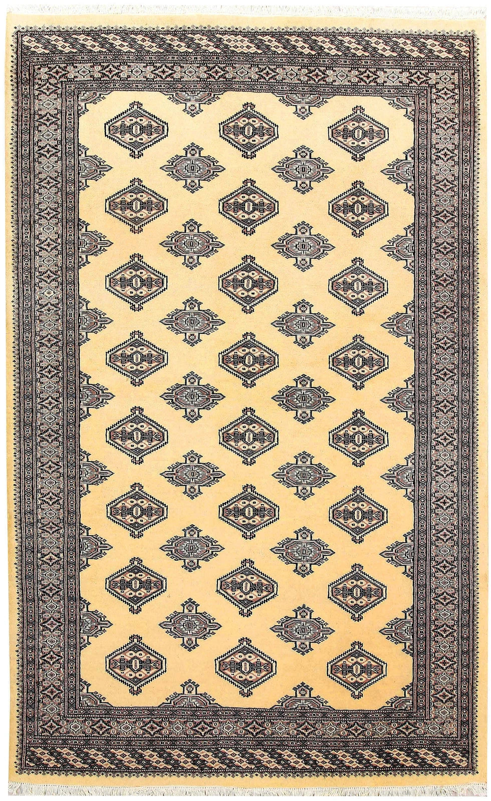 Yellow Pakistani Jaldar Rug 5' 1" x 8' 2" Hand-Knotted | No. QA34020
