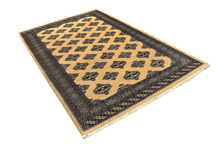 Yellow Pakistani Jaldar Rug 5' 1" x 8' 2" Hand-Knotted | No. QA34020