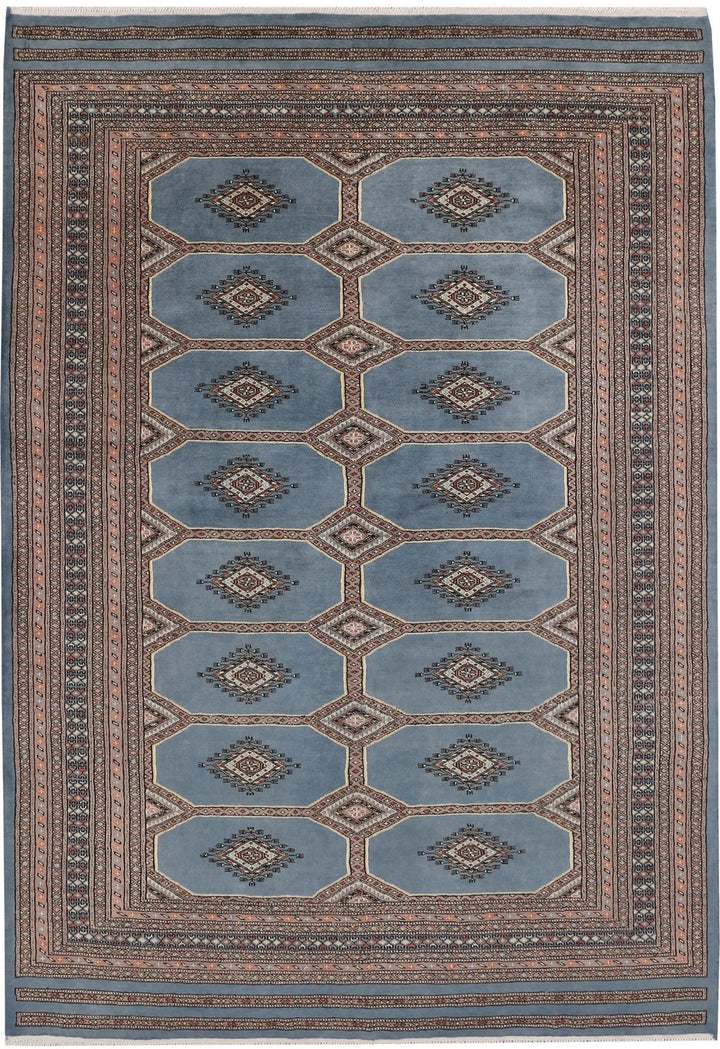 Light Slate Grey Pakistani Jaldar Rug 5' 7" x 8' Hand-Knotted | No. QA34096