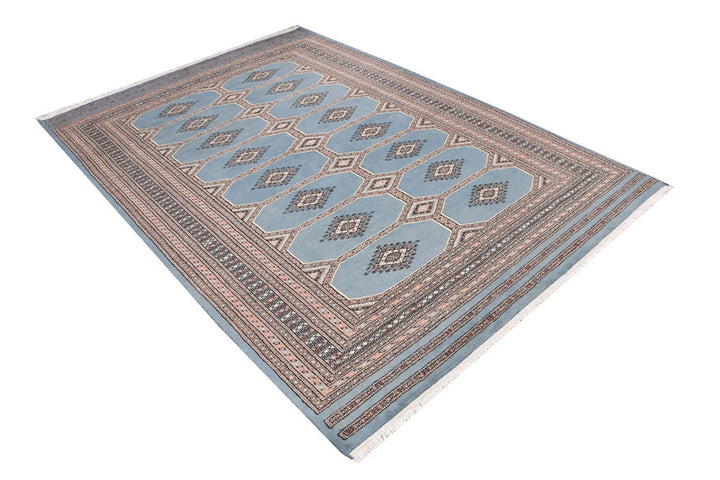 Light Slate Grey Pakistani Jaldar Rug 5' 7" x 8' Hand-Knotted | No. QA34096