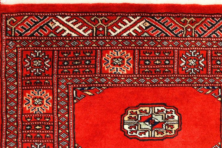 Firebrick Red Pakistani Bokhara Runner 2' 8" x 11' 7" Hand-Knotted | No. QA34139