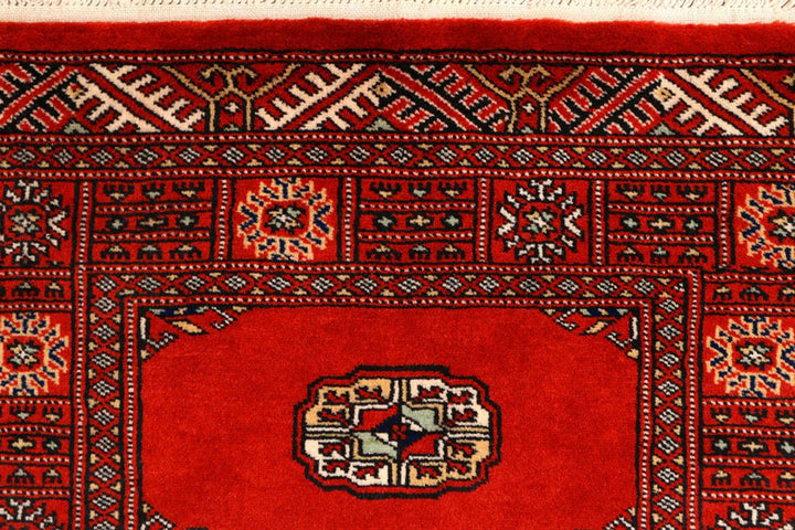 Firebrick Red Pakistani Bokhara Runner 2' 8" x 11' 7" Hand-Knotted | No. QA34139