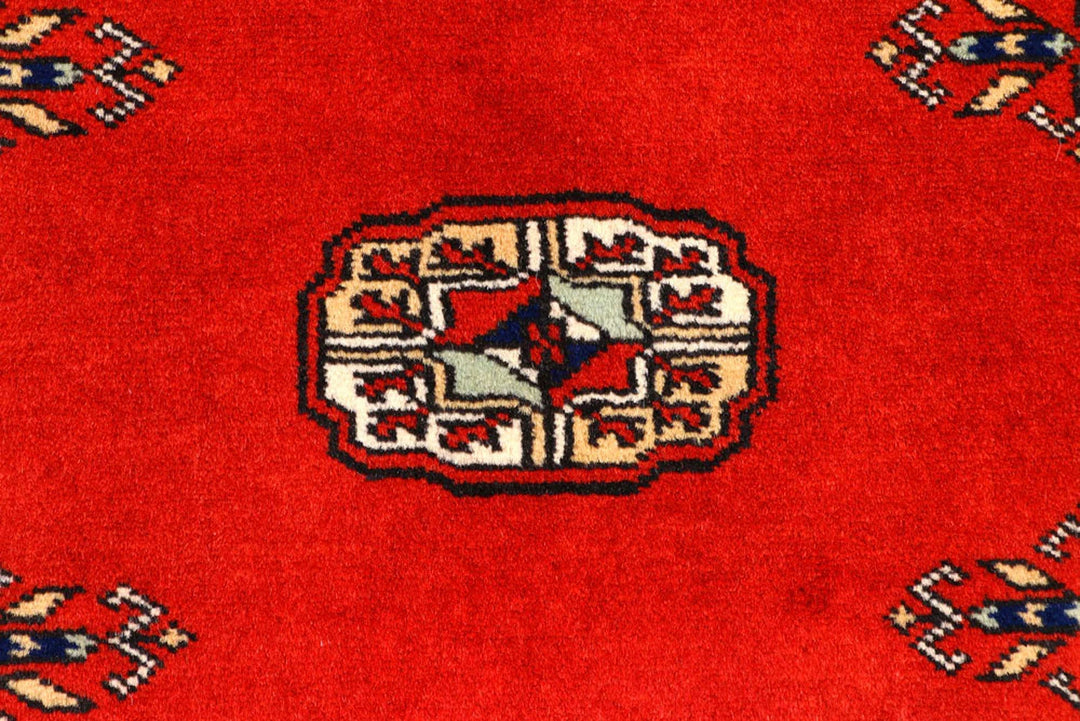 Firebrick Red Pakistani Bokhara Runner 2' 8" x 11' 7" Hand-Knotted | No. QA34139