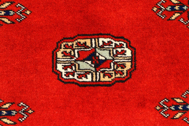 Firebrick Red Pakistani Bokhara Runner 2' 8" x 11' 7" Hand-Knotted | No. QA34139