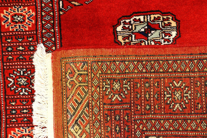 Firebrick Red Pakistani Bokhara Runner 2' 8" x 11' 7" Hand-Knotted | No. QA34139