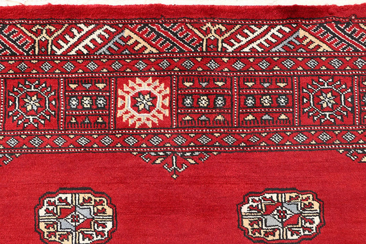 Red Pakistani Bokhara Rug 3' 11" x 6' Hand-Knotted | No. QA34158