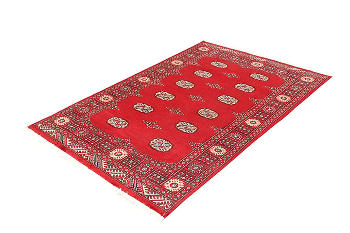 Red Pakistani Bokhara Rug 3' 11" x 6' Hand-Knotted | No. QA34158