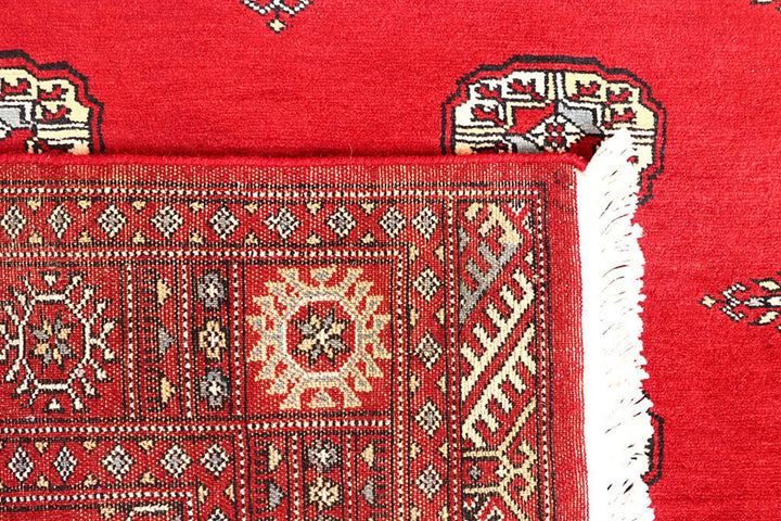 Red Pakistani Bokhara Rug 3' 11" x 6' Hand-Knotted | No. QA34158
