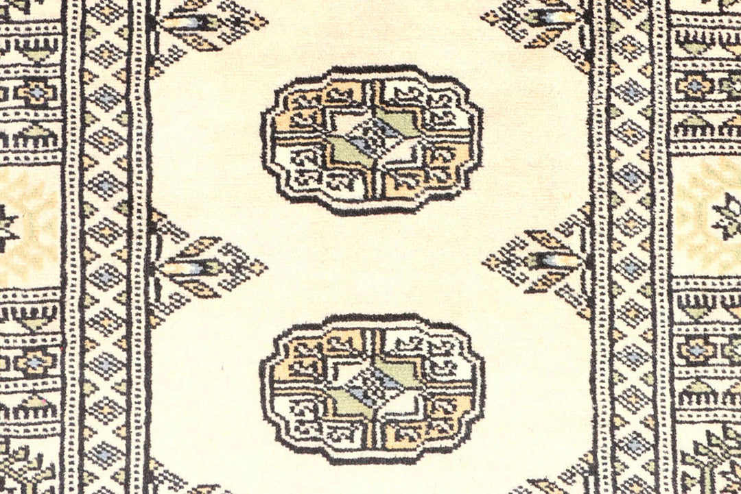 Antique White Pakistani Bokhara Rug 2' 6" x 9' Hand-Knotted | No. QA34319