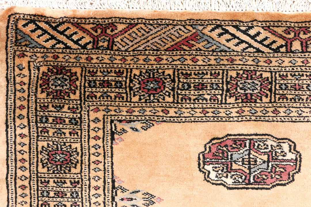 Yellow Pakistani Bokhara Rug 2' 8" x 6' 3" Hand-Knotted | No. QA34383