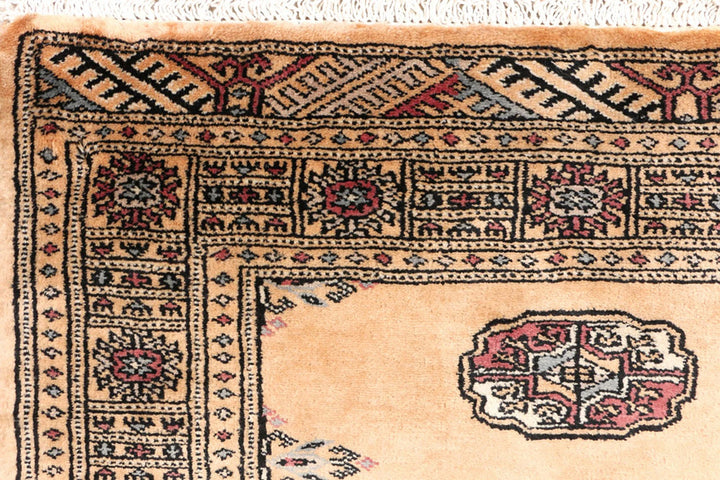 Yellow Pakistani Bokhara Rug 2' 8" x 6' 3" Hand-Knotted | No. QA34383
