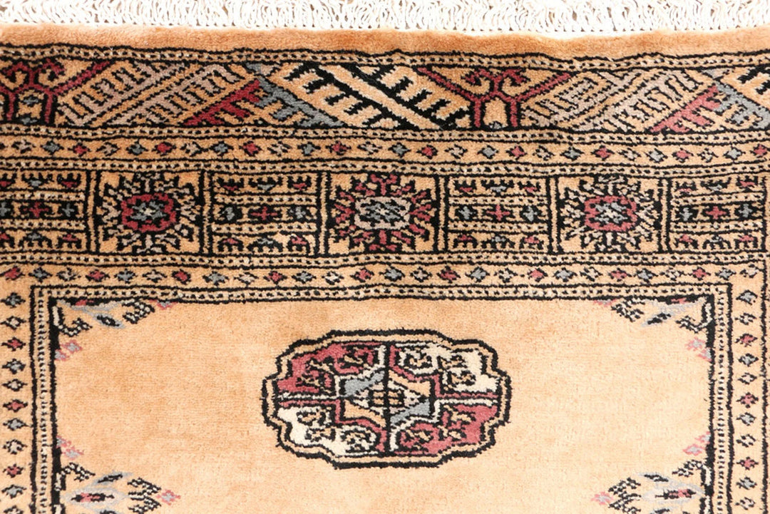 Yellow Pakistani Bokhara Rug 2' 8" x 6' 3" Hand-Knotted | No. QA34383