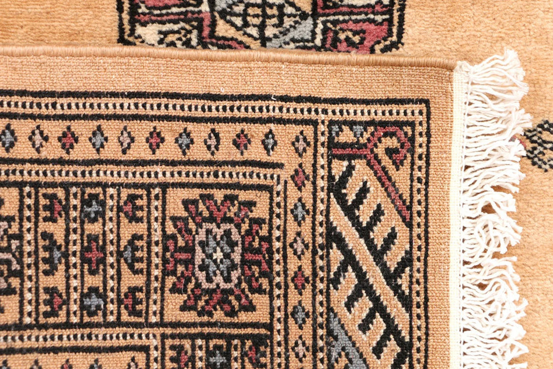 Yellow Pakistani Bokhara Rug 2' 8" x 6' 3" Hand-Knotted | No. QA34383