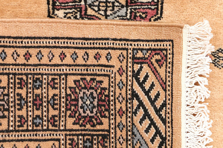Yellow Pakistani Bokhara Rug 2' 8" x 6' 3" Hand-Knotted | No. QA34383