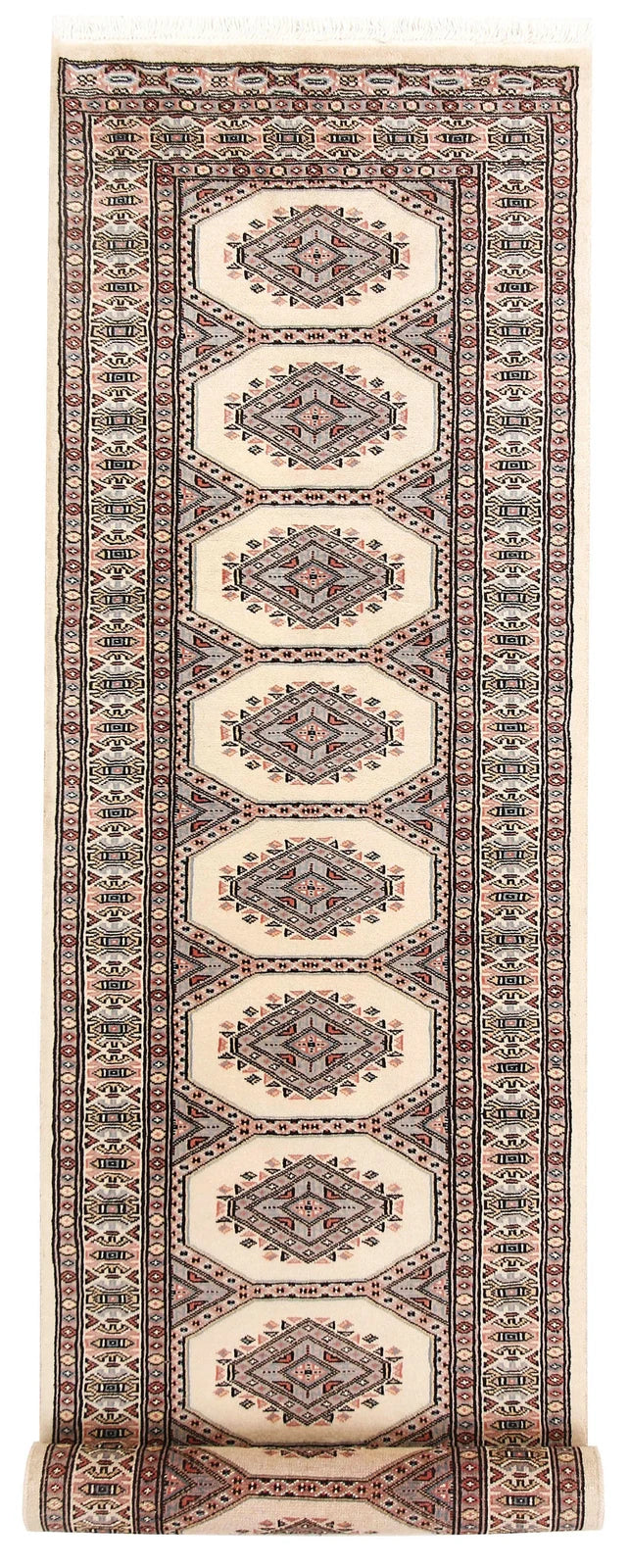 White Pakistani Jaldar Rug 2' 4" x 9' 2" Hand-Knotted | No. QA34472