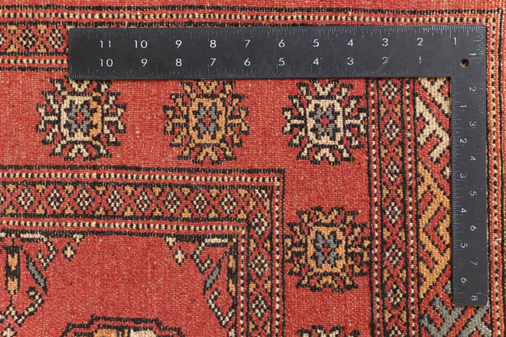 Tomato Orange Pakistani Bokhara Rug 3' 1" x 6' 2" Hand-Knotted | No. QA34583