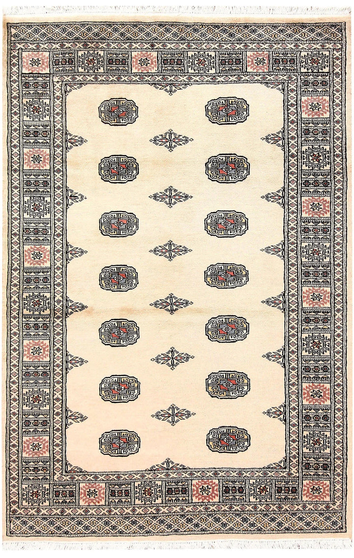 Brown Pakistani Bokhara Rug 4' 2" x 6' 3" Hand-Knotted | No. QA34696