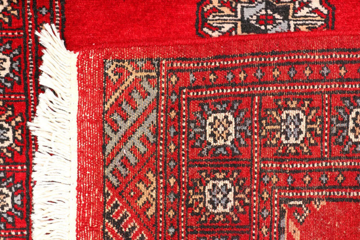 Dark Red Pakistani Bokhara Rug 2' 6" x 9' 4" Hand-Knotted | No. QA34732