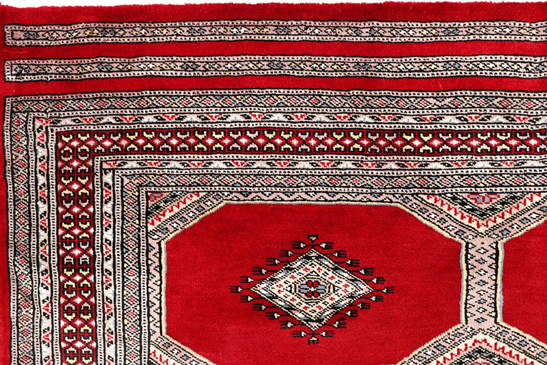 Red Pakistani Jaldar Rug 4' 7" x 6' 7" Hand-Knotted | No. QA34825