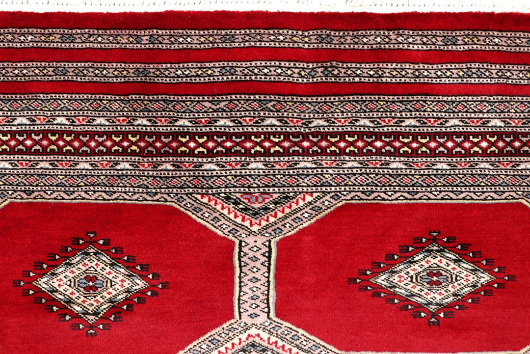 Red Pakistani Jaldar Rug 4' 7" x 6' 7" Hand-Knotted | No. QA34825