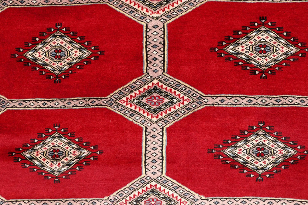 Red Pakistani Jaldar Rug 4' 7" x 6' 7" Hand-Knotted | No. QA34825