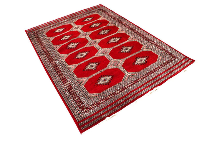 Red Pakistani Jaldar Rug 4' 7" x 6' 7" Hand-Knotted | No. QA34825