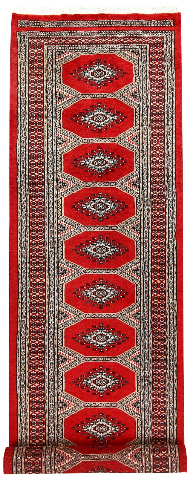 Red Pakistani Jaldar Rug 2' 4" x 9' 1" Hand-Knotted | No. QA34889