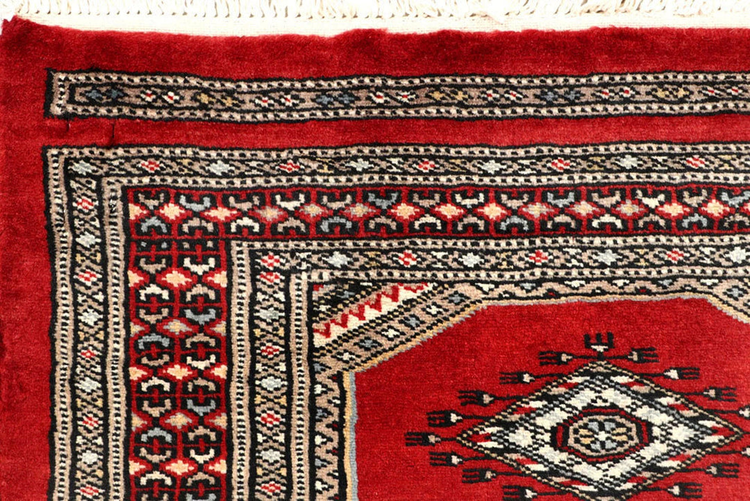 Red Pakistani Jaldar Rug 2' 4" x 9' 1" Hand-Knotted | No. QA34889