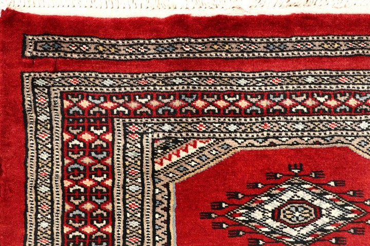 Red Pakistani Jaldar Rug 2' 4" x 9' 1" Hand-Knotted | No. QA34889