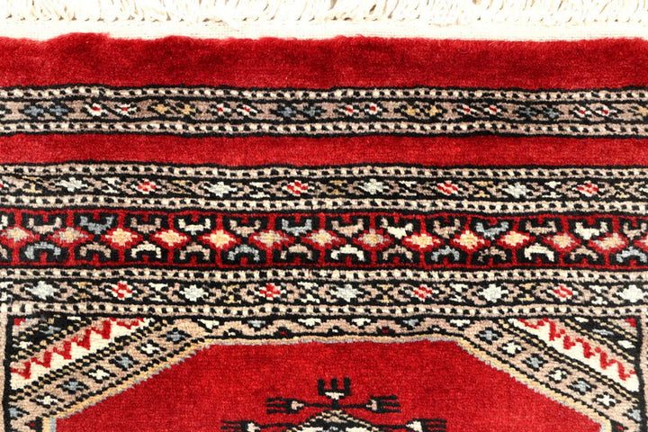 Red Pakistani Jaldar Rug 2' 4" x 9' 1" Hand-Knotted | No. QA34889