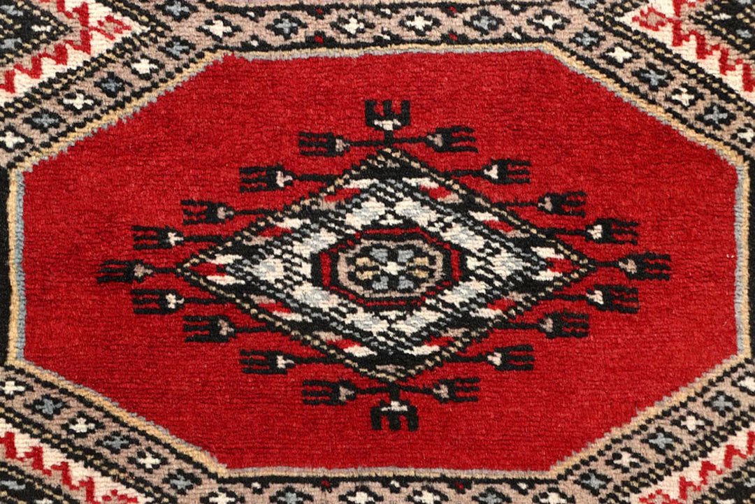 Red Pakistani Jaldar Rug 2' 4" x 9' 1" Hand-Knotted | No. QA34889